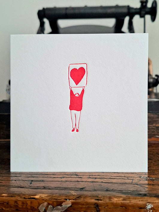 Heart Sign Letterpress Greetings Card