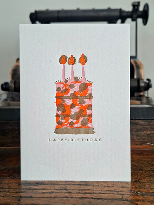 Birthday Cake Letterpress Greetings Card