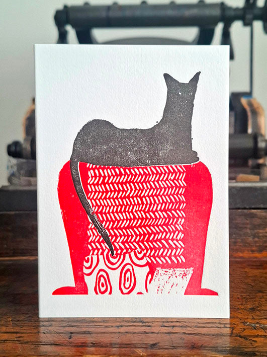 Black Cat Letterpress Greetings Card