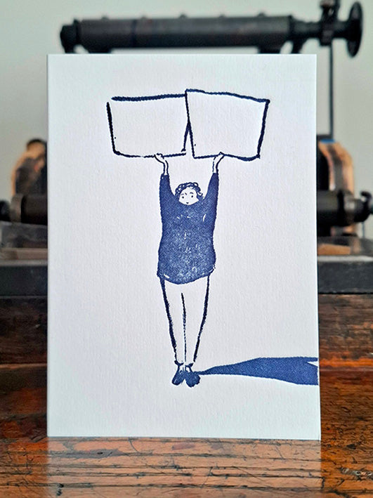 Blank for your Message (Two Signs) Letterpress Greetings Card