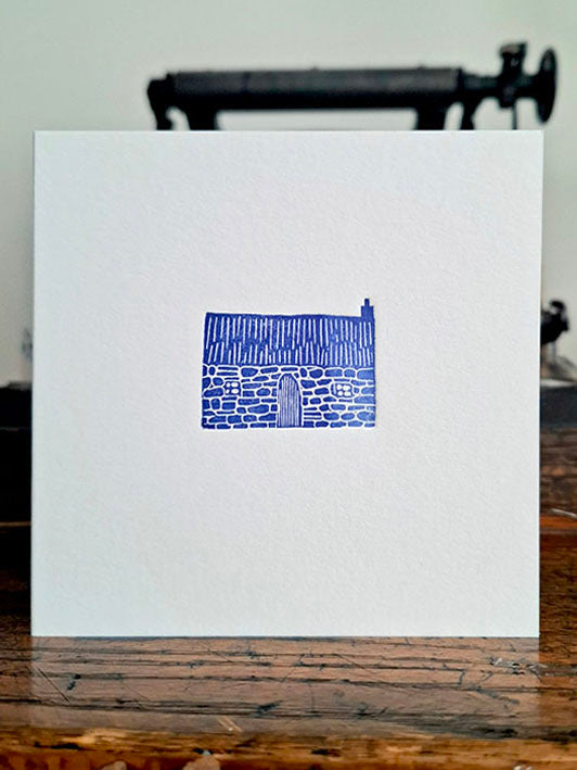Blue Cottage Letterpress Greetings Card